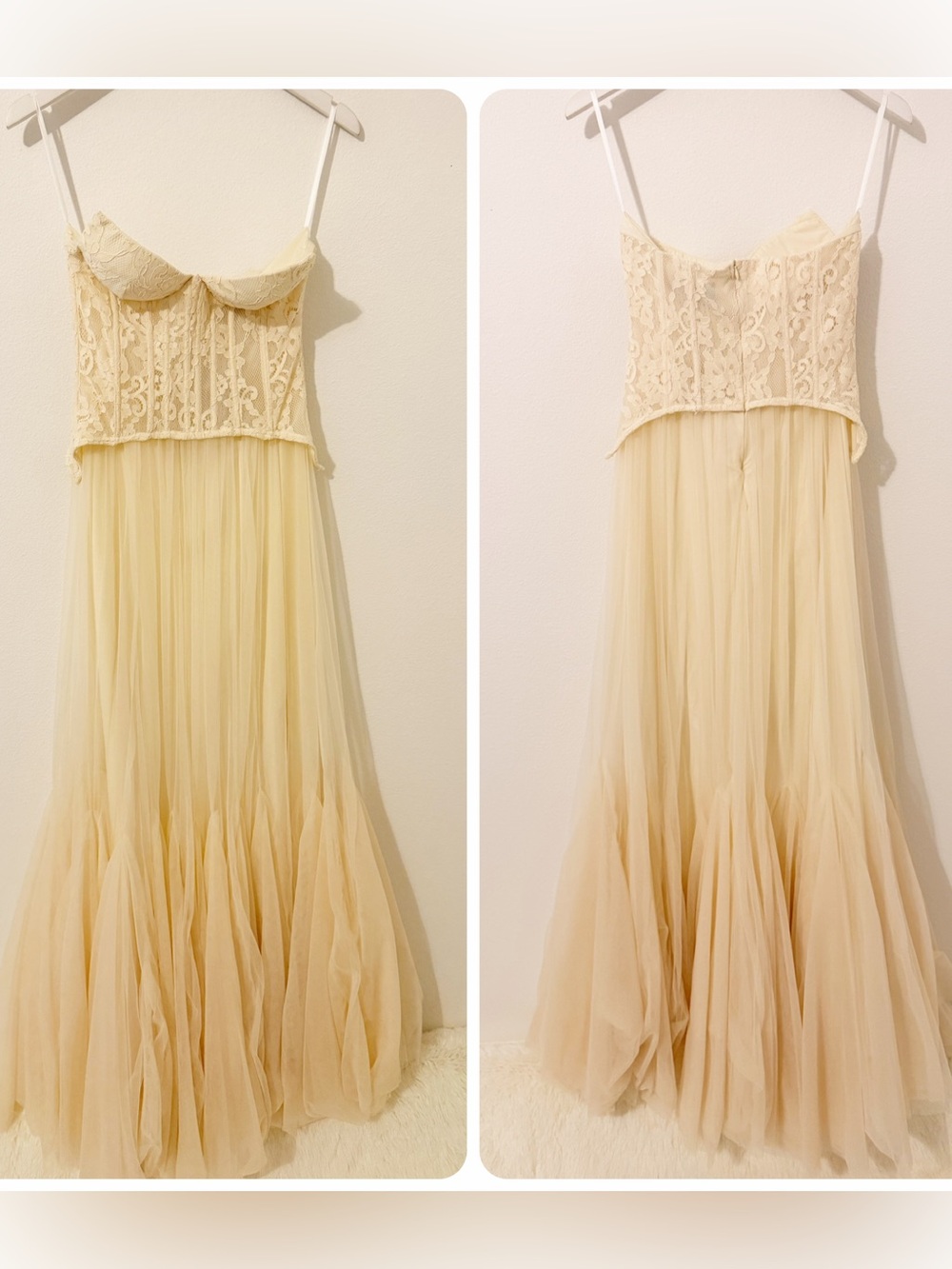 NWT Innovare Beppe Lace Corset Tulle Dress In Cream Strapless Gown Sz Small S * - Picture 2 of 8